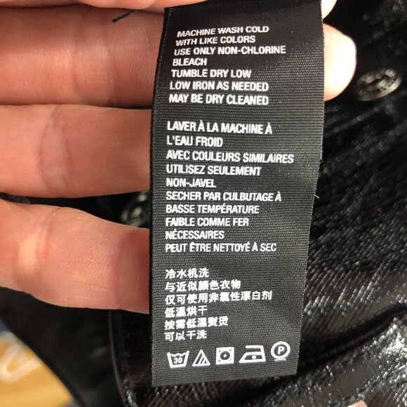 We The Free Phoenix Coated Liquid Black Pleather Button Fly Skinny Jeans 27 - Picture 14 of 15